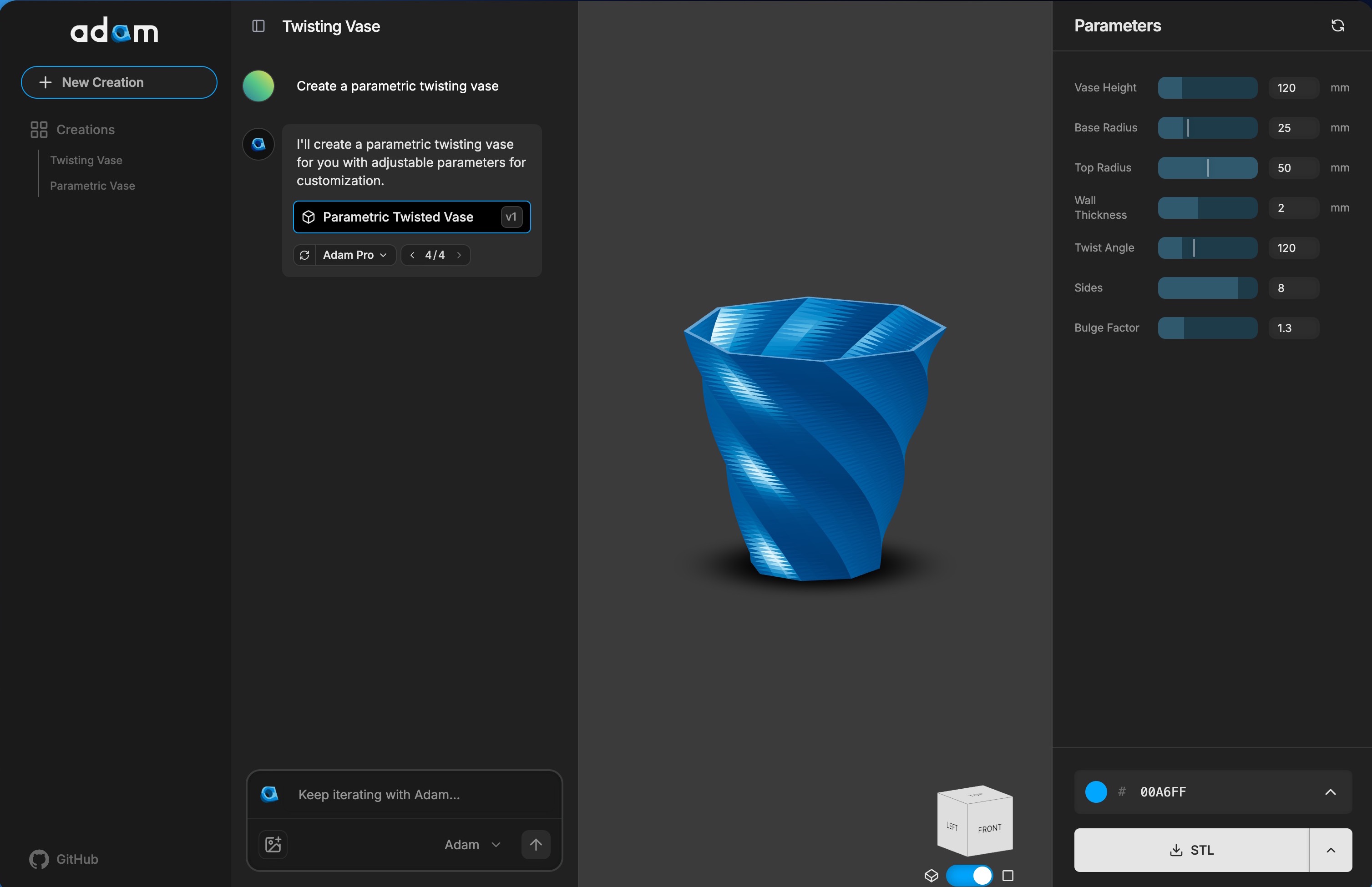 Zavapa open source text-to-CAD workspace preview